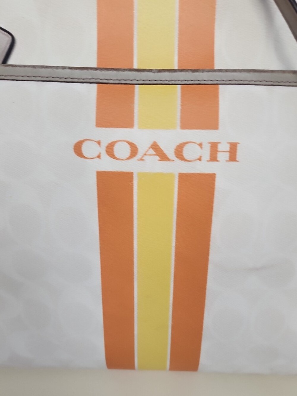 Coach White Crossbody with Orange and Yellow Stripe Detail - Picture 4 of 16